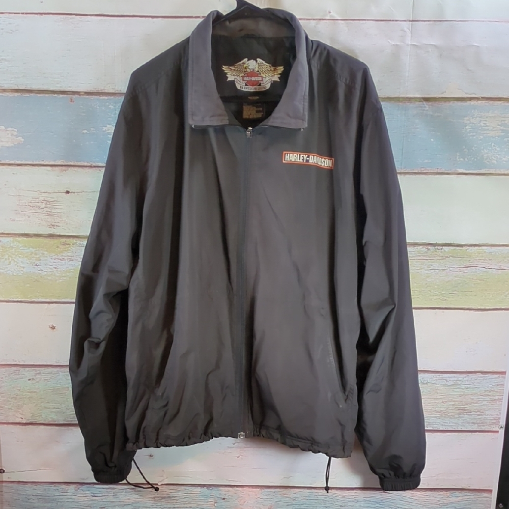 Harley-Davidson Black and Gray Windbreaker Jacket